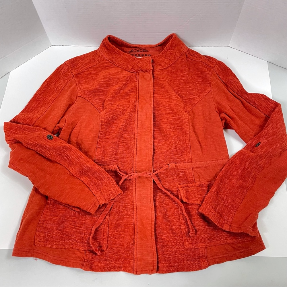 Anthropologie Saturday Sunday Size L roll tap sleeves long sleeve top orange